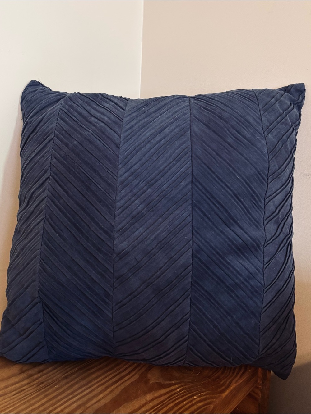 Edie At Home Chevron Cobalt Blue Velvet Decorative Pillow